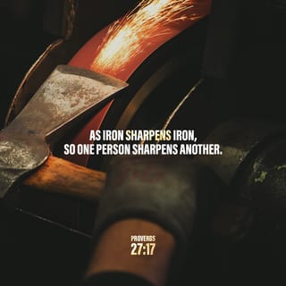 Proverbs 27:17-23 - As iron sharpens iron,
So one man sharpens [and influences] another [through discussion].
He who tends the fig tree will eat its fruit,
And he who faithfully protects and cares for his master will be honored. [1 Cor 9:7, 13]
As in water face reflects face,
So the heart of man reflects man.
Sheol (the place of the dead) and Abaddon (the underworld) are never satisfied;
Nor are the eyes of man ever satisfied. [Prov 30:16; Hab 2:5]
The refining pot is for silver and the furnace for gold [to separate the impurities of the metal],
And each is tested by the praise given to him [and his response to it, whether humble or proud].
Even though you pound a [hardened, arrogant] fool [who rejects wisdom] in a mortar with a pestle like grain,
Yet his foolishness will not leave him.
¶Be diligent to know the condition of your flocks,
And pay attention to your herds