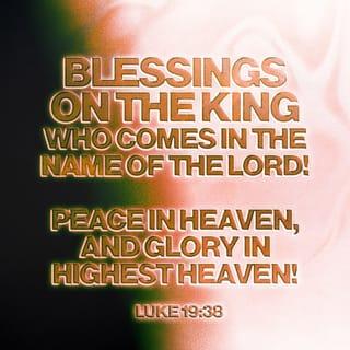Luke 19:37-38 - When he reached the place where the road started down the Mount of Olives, all of his followers began to shout and sing as they walked along, praising God for all the wonderful miracles they had seen.

“Blessings on the King who comes in the name of the LORD!
Peace in heaven, and glory in highest heaven!”