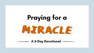 Praying for a Miracle Luke 11:1-13 American Standard Version