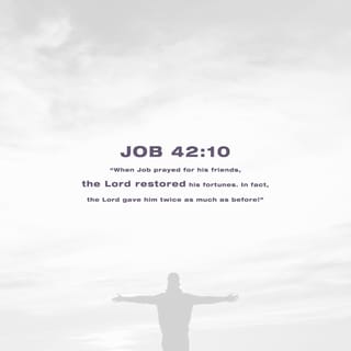 Job 42:10-17 - And the LORD turned the captivity of Job, when he prayed for his friends: also the LORD gave Job twice as much as he had before. Then came there unto him all his brethren, and all his sisters, and all they that had been of his acquaintance before, and did eat bread with him in his house: and they bemoaned him, and comforted him over all the evil that the LORD had brought upon him: every man also gave him a piece of money, and every one an earring of gold. So the LORD blessed the latter end of Job more than his beginning: for he had fourteen thousand sheep, and six thousand camels, and a thousand yoke of oxen, and a thousand she asses. He had also seven sons and three daughters. And he called the name of the first, Jemima; and the name of the second, Kezia; and the name of the third, Keren-happuch. And in all the land were no women found so fair as the daughters of Job: and their father gave them inheritance among their brethren. After this lived Job an hundred and forty years, and saw his sons, and his sons' sons, even four generations. So Job died, being old and full of days.