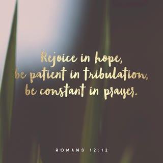 Romans 12:12-16 - Be joyful in hope, patient in affliction, faithful in prayer. Share with the Lord’s people who are in need. Practice hospitality.
Bless those who persecute you; bless and do not curse. Rejoice with those who rejoice; mourn with those who mourn. Live in harmony with one another. Do not be proud, but be willing to associate with people of low position. Do not be conceited.