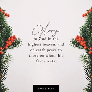 Luke 2:13-14 - Then a very large group of angels from heaven joined the first angel, praising God and saying:
“Give glory to God in heaven,
and on earth let there be peace among the people who please God.”