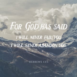 Hebrews 13:5 - Keep your lives free from the love of money, and be satisfied with what you have. God has said,
“I will never leave you;
I will never abandon you.”