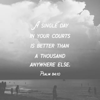 Psalm 84:10 - For a day in your courts is better
than a thousand elsewhere.
I would rather be a doorkeeper in the house of my God
than dwell in the tents of wickedness.