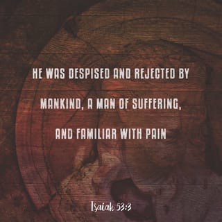 Isaiah 53:3-10 - He was despised and rejected by mankind,
a man of suffering, and familiar with pain.
Like one from whom people hide their faces
he was despised, and we held him in low esteem.

Surely he took up our pain
and bore our suffering,
yet we considered him punished by God,
stricken by him, and afflicted.
But he was pierced for our transgressions,
he was crushed for our iniquities;
the punishment that brought us peace was on him,
and by his wounds we are healed.
We all, like sheep, have gone astray,
each of us has turned to our own way;
and the LORD has laid on him
the iniquity of us all.

He was oppressed and afflicted,
yet he did not open his mouth;
he was led like a lamb to the slaughter,
and as a sheep before its shearers is silent,
so he did not open his mouth.
By oppression and judgment he was taken away.
Yet who of his generation protested?
For he was cut off from the land of the living;
for the transgression of my people he was punished.
He was assigned a grave with the wicked,
and with the rich in his death,
though he had done no violence,
nor was any deceit in his mouth.

Yet it was the LORD’s will to crush him and cause him to suffer,
and though the LORD makes his life an offering for sin,
he will see his offspring and prolong his days,
and the will of the LORD will prosper in his hand.