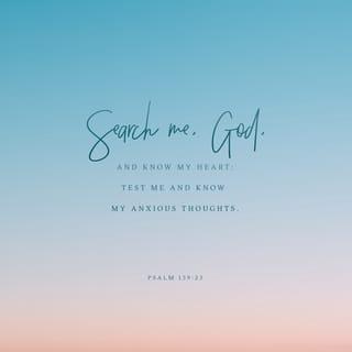 Psalms 139:23 - Search me, O God, and know my heart;
Try me and know my anxious thoughts