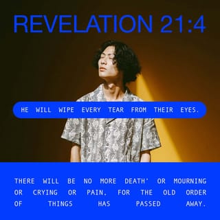 Revelation 21:4 - and He will wipe away every tear from their eyes; and there will no longer be any death; there will no longer be any mourning, or crying, or pain; the first things have passed away.”