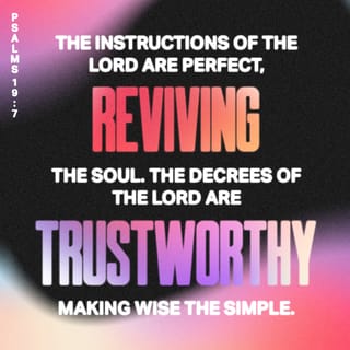 Psalm 19:7-8 - The law of the LORD is perfect,
reviving the soul;
the testimony of the LORD is sure,
making wise the simple;
the precepts of the LORD are right,
rejoicing the heart;
the commandment of the LORD is pure,
enlightening the eyes