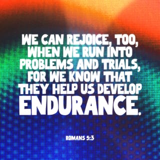 Romans 5:3-4 - But that’s not all! Even in times of trouble we have a joyful confidence, knowing that our pressures will develop in us patient endurance. And patient endurance will refine our character, and proven character leads us back to hope.