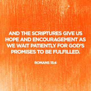 Romans 15:4-5 - Such things were written in the Scriptures long ago to teach us. And the Scriptures give us hope and encouragement as we wait patiently for God’s promises to be fulfilled.
May God, who gives this patience and encouragement, help you live in complete harmony with each other, as is fitting for followers of Christ Jesus.