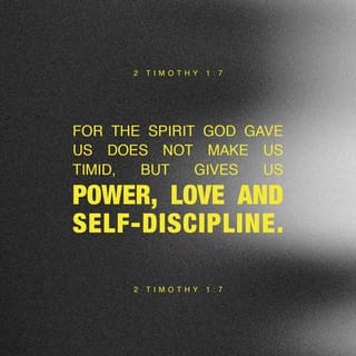 2 Timothy 1:6-7 - For this reason I remind you to kindle afresh the gift of God which is in you through the laying on of my hands. For God has not given us a spirit of timidity, but of power and love and discipline.