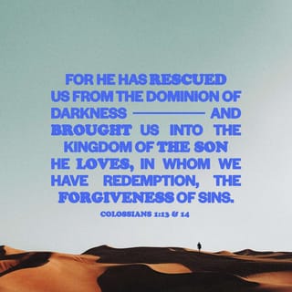 Colossians 1:13 - He has rescued us completely from the tyrannical rule of darkness and has translated us into the kingdom realm of his beloved Son.