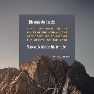 Psalms 27:4-9 - One thing I asked of the LORD,
that will I seek after:
to live in the house of the LORD
all the days of my life,
to behold the beauty of the LORD,
and to inquire in his temple.

For he will hide me in his shelter
in the day of trouble;
he will conceal me under the cover of his tent;
he will set me high on a rock.

Now my head is lifted up
above my enemies all around me,
and I will offer in his tent
sacrifices with shouts of joy;
I will sing and make melody to the LORD.

Hear, O LORD, when I cry aloud,
be gracious to me and answer me!
“Come,” my heart says, “seek his face!”
Your face, LORD, do I seek.
Do not hide your face from me.