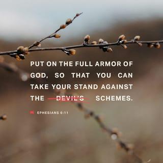 Ephesians 6:11 - Put on God's whole armor [the armor of a heavy-armed soldier which God supplies], that you may be able successfully to stand up against [all] the strategies and the deceits of the devil.