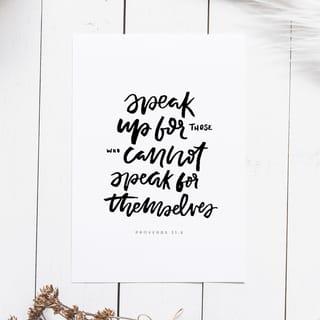 Proverbs 31:8 - Open your mouth for the speechless,
In the cause of all who are appointed to die.