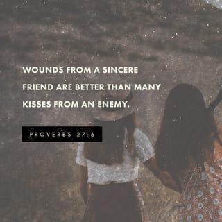 Proverbs 27:5-6 - An open rebuke
is better than hidden love!

Wounds from a sincere friend
are better than many kisses from an enemy.