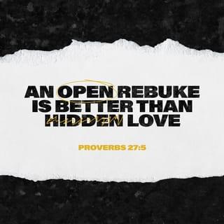 Proverbs 27:5-6 - Better is open rebuke
than hidden love.
Faithful are the wounds of a friend;
profuse are the kisses of an enemy.