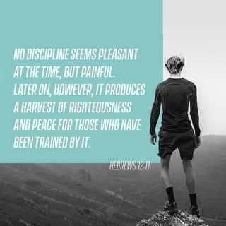 Hebrews 12:11 - For the time being no discipline brings joy, but seems sad and painful; yet to those who have been trained by it, afterwards it yields the peaceful fruit of righteousness [right standing with God and a lifestyle and attitude that seeks conformity to God’s will and purpose].