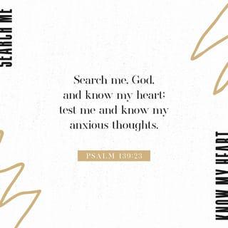 Psalms 139:23 - Search me, O God, and know my heart;
test me and know my anxious thoughts.