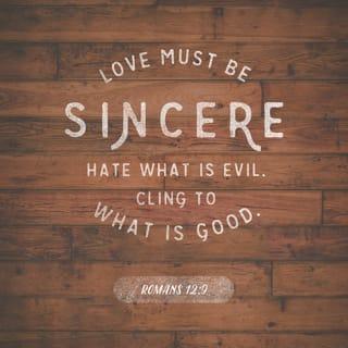 Romans 12:9 - Let love be without hypocrisy. Abhor what is evil. Cling to what is good.
