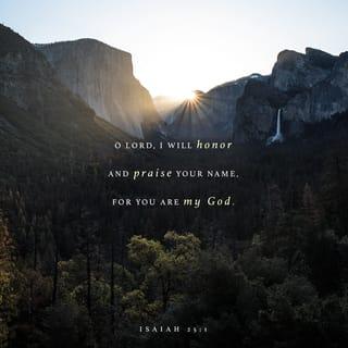 Isaiah 25:1 - O LORD, I will honor and praise your name,
for you are my God.
You do such wonderful things!
You planned them long ago,
and now you have accomplished them.