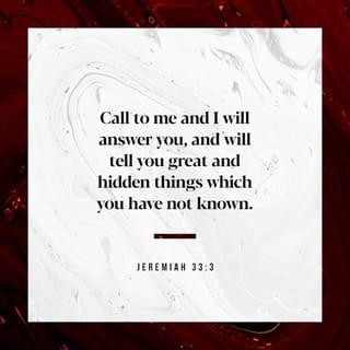 Jeremiah 33:3 - Call unto me, and I will answer thee, and will show thee great things, and difficult, which thou knowest not.