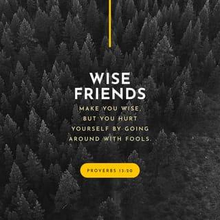 Proverbs 13:20 - Become wise by walking with the wise;
hang out with fools and watch your life fall to pieces.