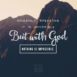Matthew 19:26 - Looking into their eyes, Jesus replied, “Humanly speaking, no one, because no one can save himself. But what seems impossible to you is never impossible to God!”