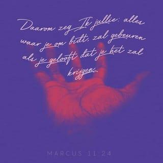 Markus 11:24 - Daarom zeg Ik u: alles wat u biddend begeert, geloof dat u het ontvangen zult, en het zal u ten deel vallen.