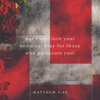 Matthew 5:43-47 - “You have heard that it was said, ‘Love your neighbor. Hate your enemy.’ But here is what I tell you. Love your enemies. Pray for those who hurt you. Then you will be children of your Father who is in heaven. He causes his sun to shine on evil people and good people. He sends rain on those who do right and those who don’t. If you love those who love you, what reward will you get? Even the tax collectors do that. If you greet only your own people, what more are you doing than others? Even people who are ungodly do that.