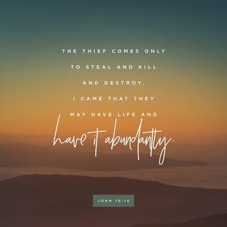 John 10:10 - The thief comes only to steal and kill and destroy; I came that they may have life, and have it abundantly.