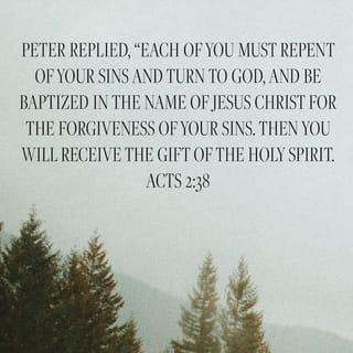 Acts 2:38 - And Peter said to them, “Repent and be baptized every one of you in the name of Jesus Christ for the forgiveness of your sins, and you will receive the gift of the Holy Spirit.