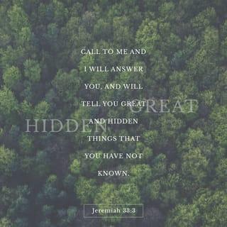 Jeremiah 33:3 - Call to me and I will answer you, and will tell you great and hidden things that you have not known.
