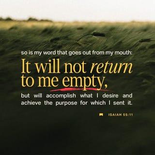 Isaiah 55:11 - So will My word be which goes out of My mouth;
It will not return to Me void (useless, without result),
Without accomplishing what I desire,
And without succeeding in the matter for which I sent it.