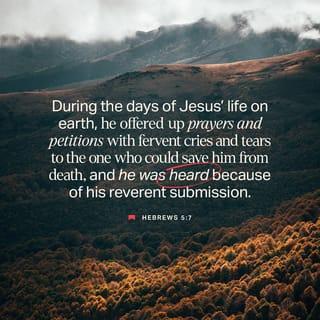 Hebrews 5:7 - During the days of Jesus’ life on earth, he offered up prayers and petitions with fervent cries and tears to the one who could save him from death, and he was heard because of his reverent submission.