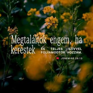 Jeremiás 29:12-14 - Akkor segítségre hívtok engem, és elmentek és imádtok engem, és meghallgatlak titeket. És kerestek engem és megtaláltok, mert teljes szívetekből kerestek engem. És megtaláltok engem, azt mondja az Úr, és visszahozlak a fogságból, és összegyűjtlek titeket minden nemzet közül és mindama helyekről, a hová kiűztelek titeket, azt mondja az Úr, és visszahozlak e helyre, a honnan számkivetettelek titeket.